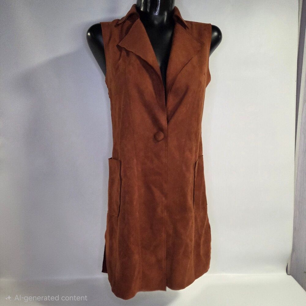 Anthropologie Solitaire Sleeveless Cardigan Jacket Womens Small Soft Vegan Suede